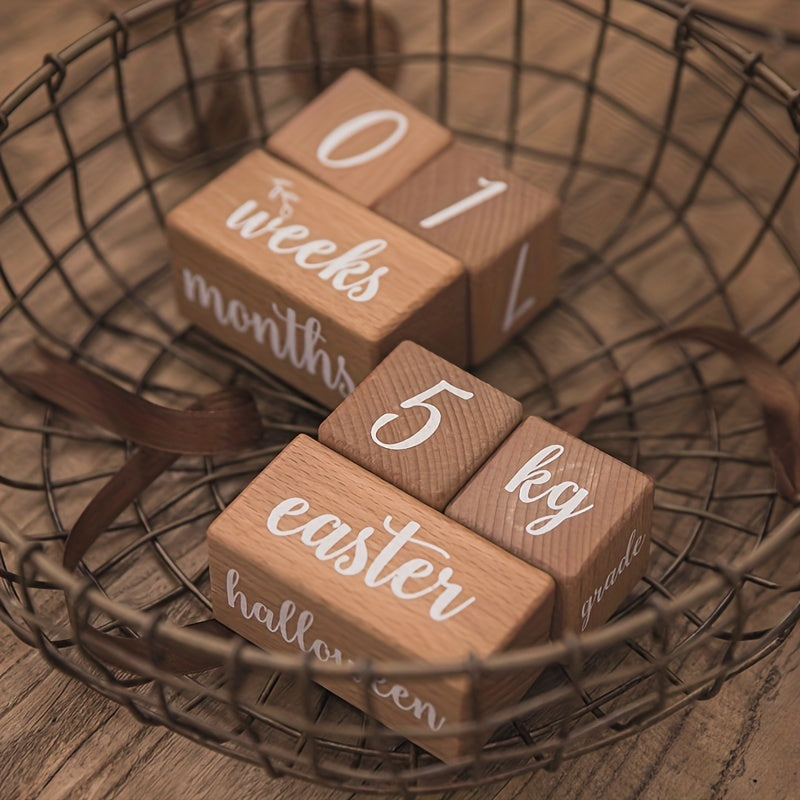 Dekorativ Milestone kubiklari fotosuratlar va xona bezaklari uchun Bolaning o'sishi uchun esdalik sovg'asi