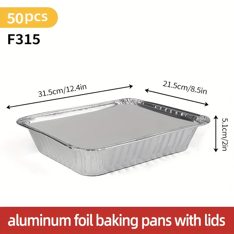 50 Pack Aluminum Foil Steam Table Pans Deep Food Storage and Prep