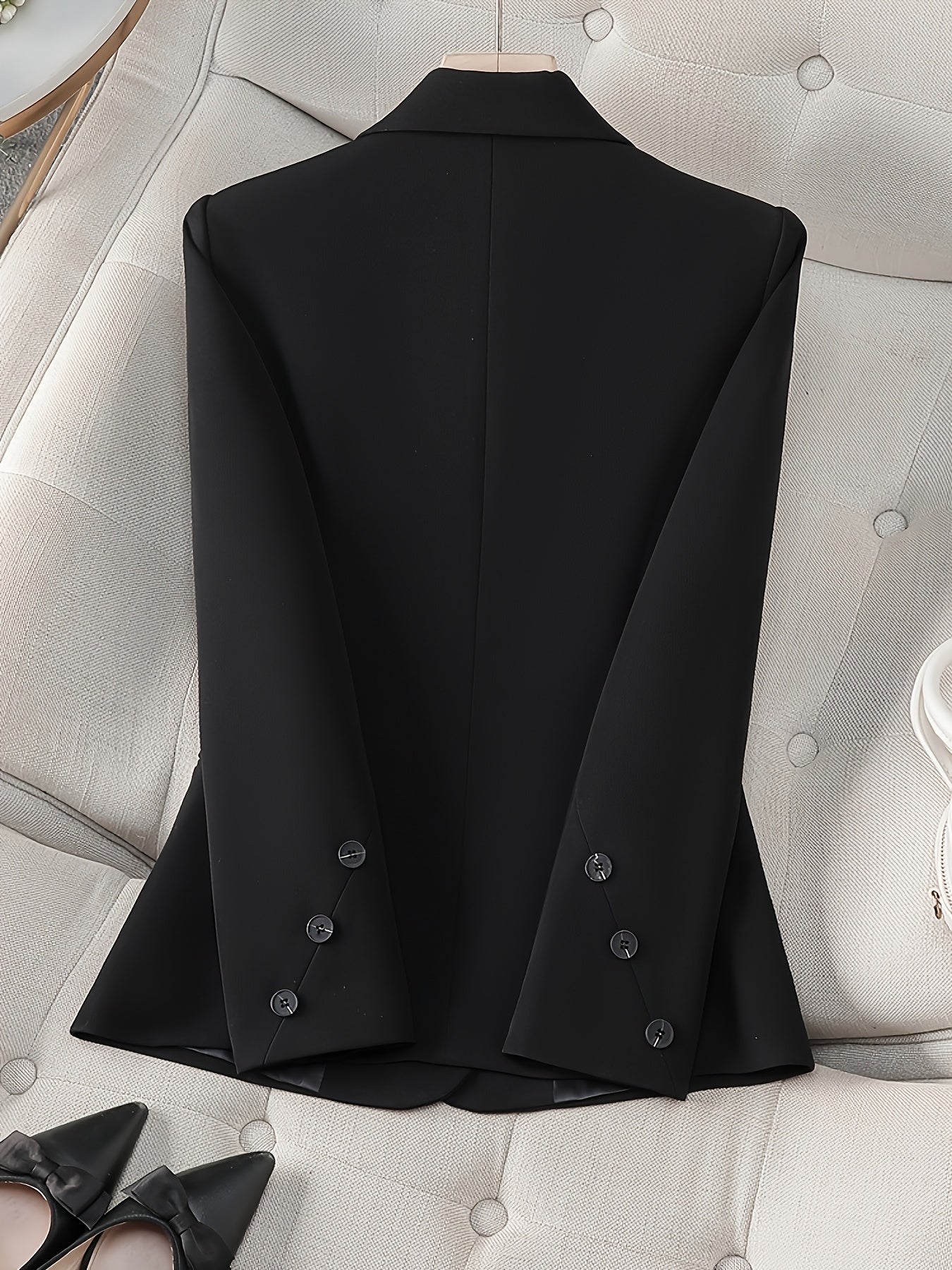 Plus Size Women's Spring Autumn Slim Fit Waistcoat Suit Jacket Black