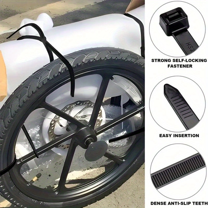 300 Pieces Black Nylon Zip Ties Adjustable Waterproof Self-Locking Bundling