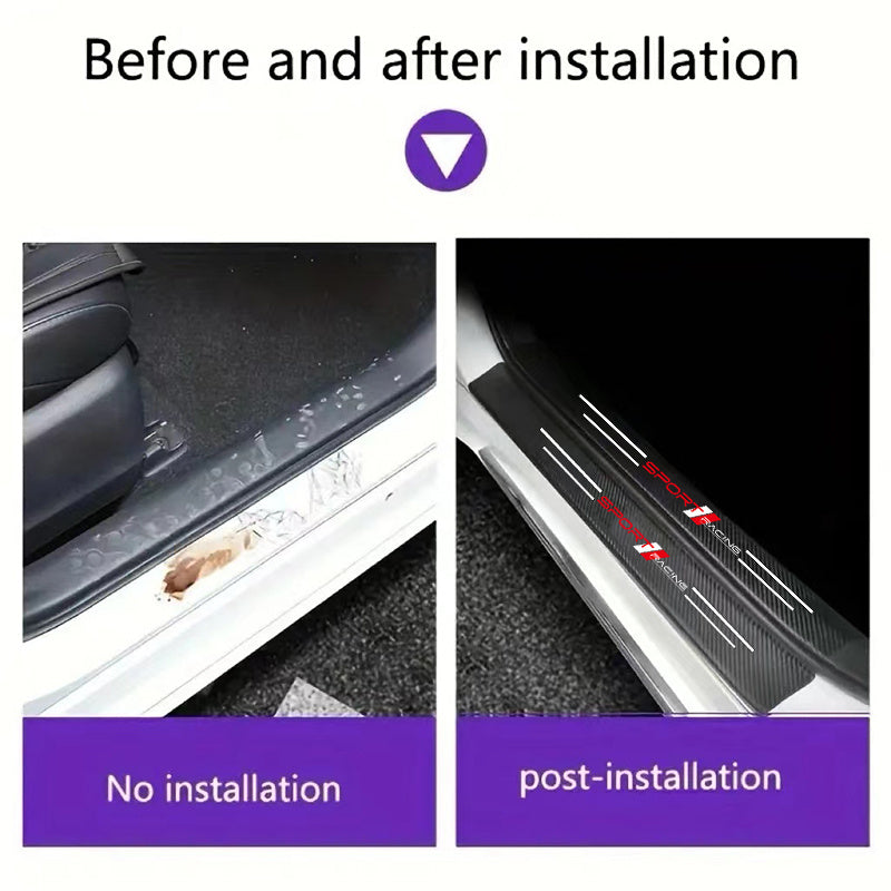 9 dona avtomobil eshigi silliqlari, poyga emblemasi bilan, sirpanishga qarshi, chizishga chidamli PVC, oson o'rnatiladi, universal moslik