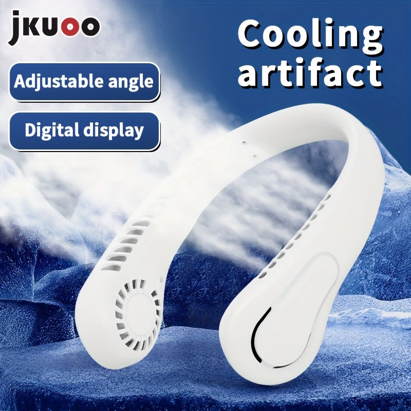 Rechargeable USB Portable Fan with Digital Display, 5-Speed, Wearable for Travel, Outdoor, Office