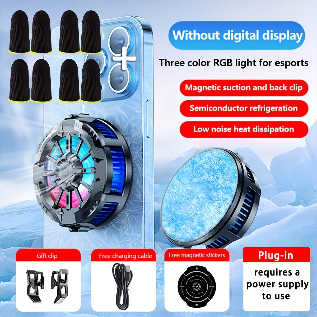 Universal Magnetic Phone Cooler USB Plug-in Cooling Accessory for Apple and Android Phones