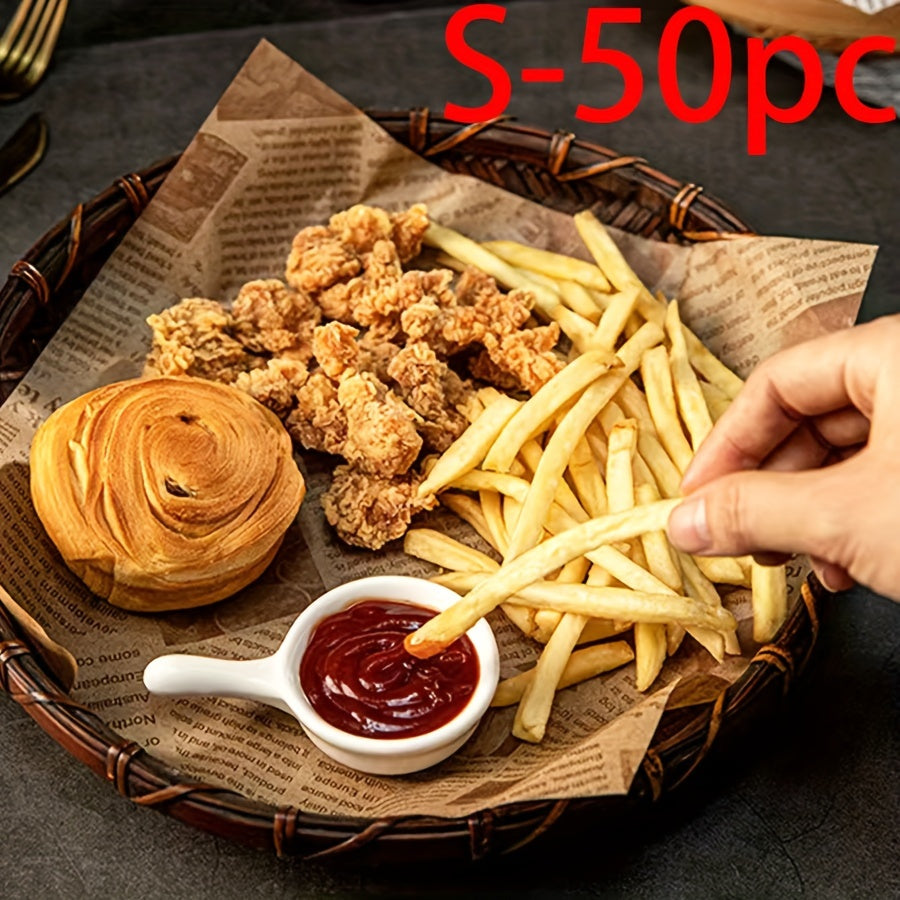 50pcs Food-Grade Oil-Proof Sandwich Packing Paper for Takeaway and Catering