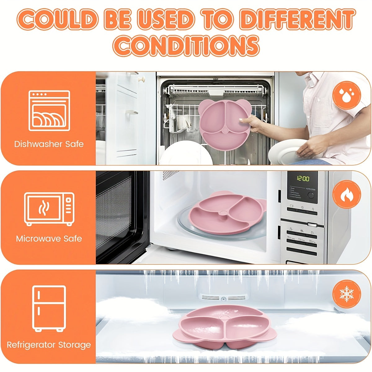 Набор для кормления малышей с присосками, делителями, ложкой, вилкой, чашкой с трубочкой, нагрудником - 10 предметов из силикона без BPA в розовом животном принте. Безопасно для микроволновой печи и духовки - идеально для самостоятельного кормления.