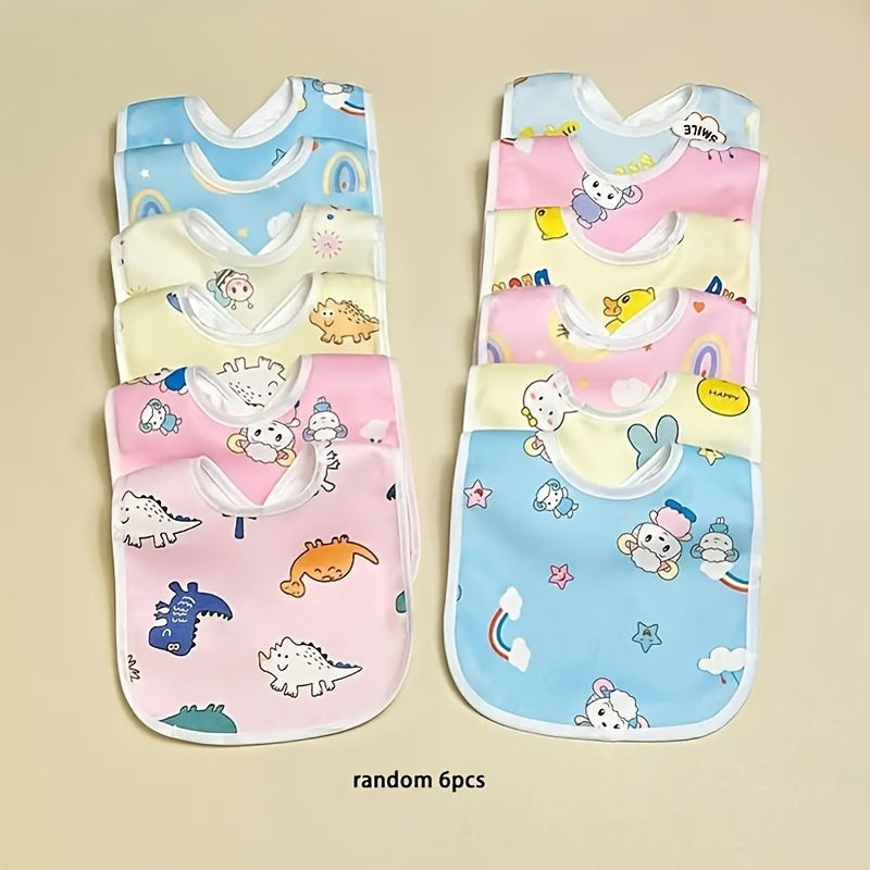 6 Pieces Baby Velvet Waterproof Bibs with Cartoon Designs for Toddlers