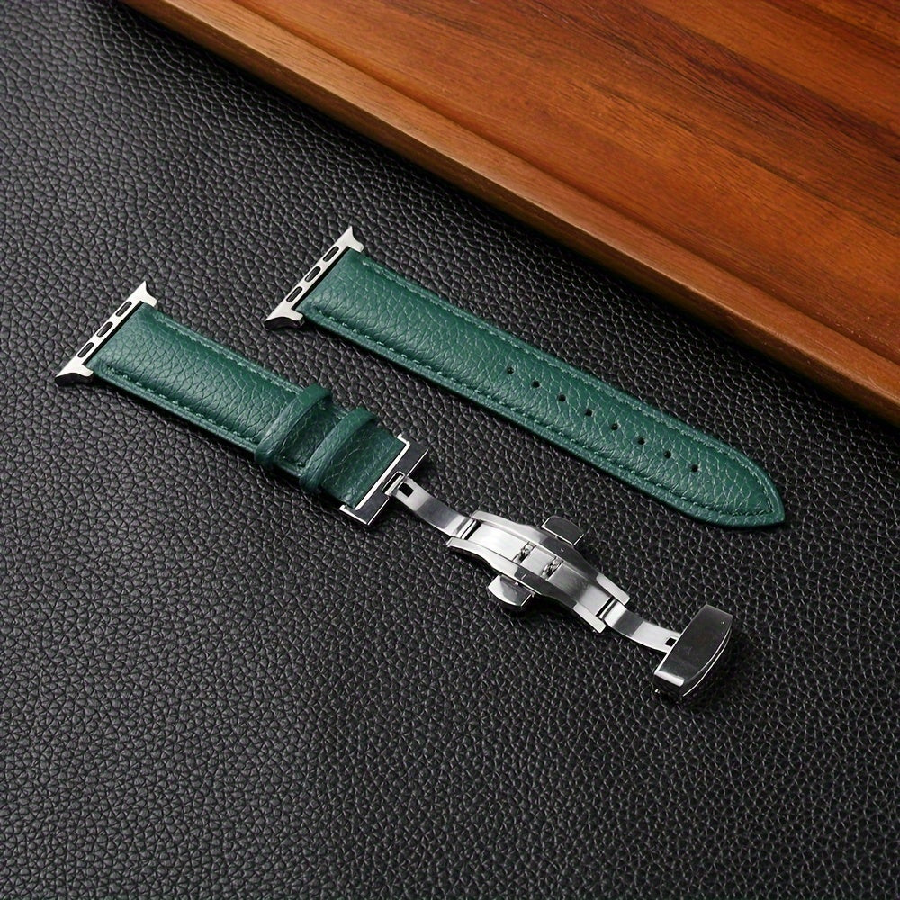 Litchi Pattern Synthetic Leather Watch Band for Apple Watch 38mm 45mm