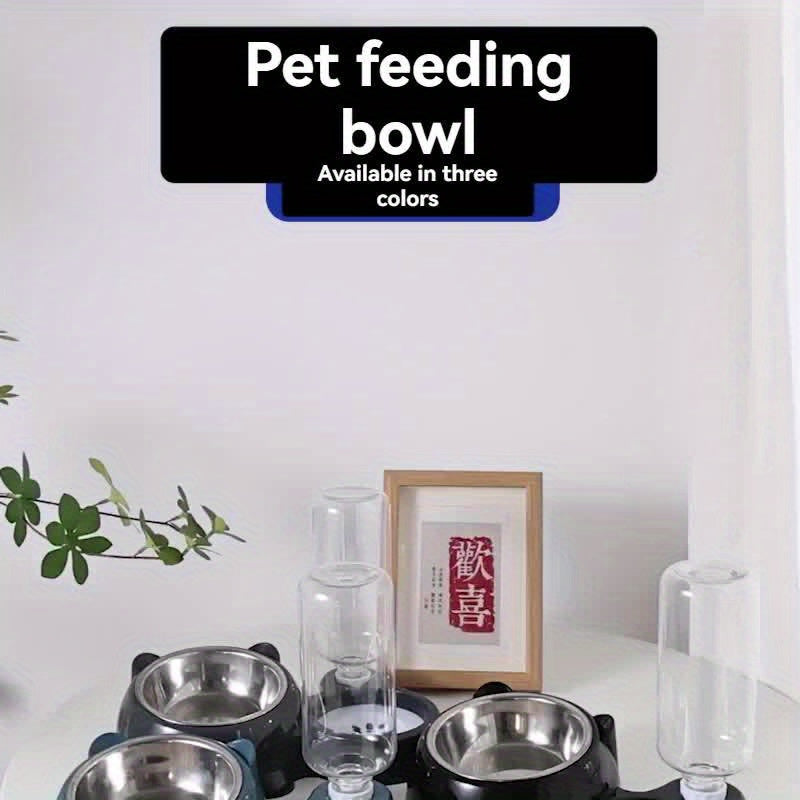 Elevated 2-in-1 Pet Feeder with Automatic Water Dispenser for Cats and Dogs Non-Slip Stainless Steel Bowls