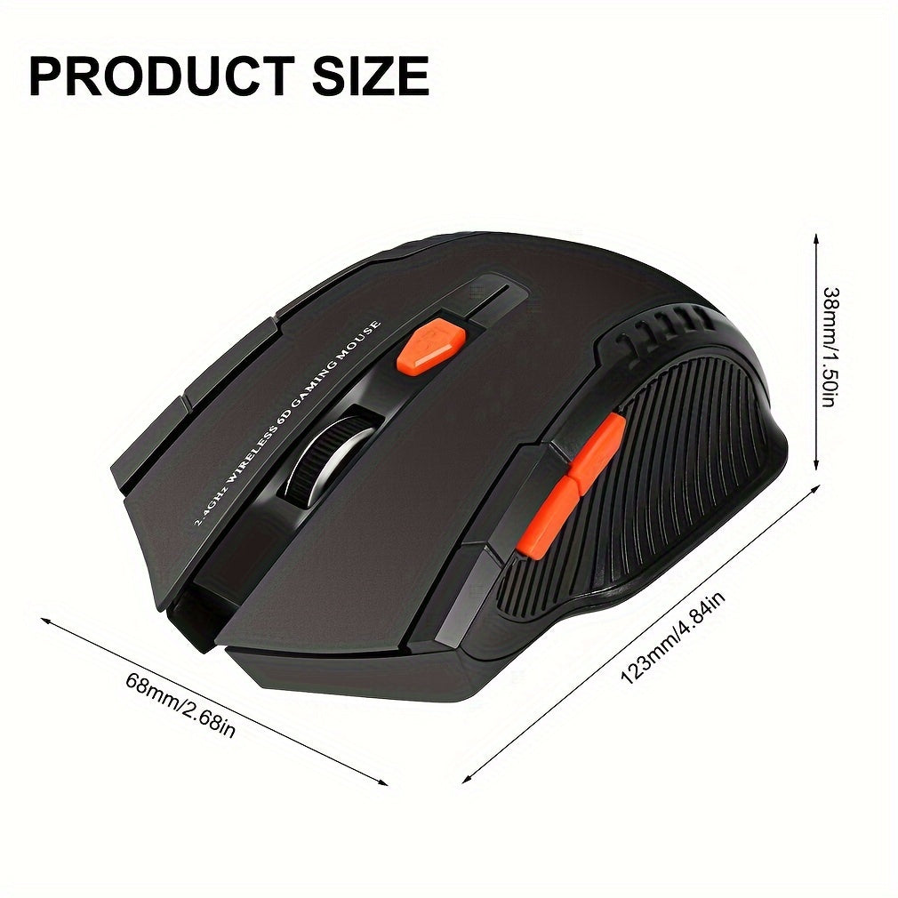 Ergonomic Wireless Gaming Mouse Adjustable DPI 2.4G Battery-Powered for Laptop PC