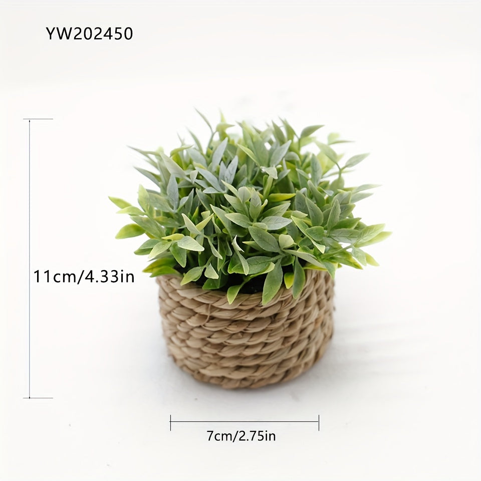Artificial Eucalyptus Potted Plant in Woven Basket Indoor Outdoor Decor