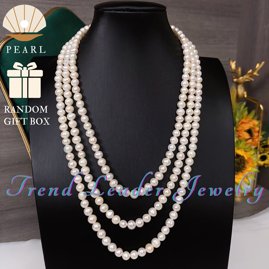 Women's Freshwater Pearl Necklace Multi-Layer Elegant Jewelry for Formal and Casual Wear