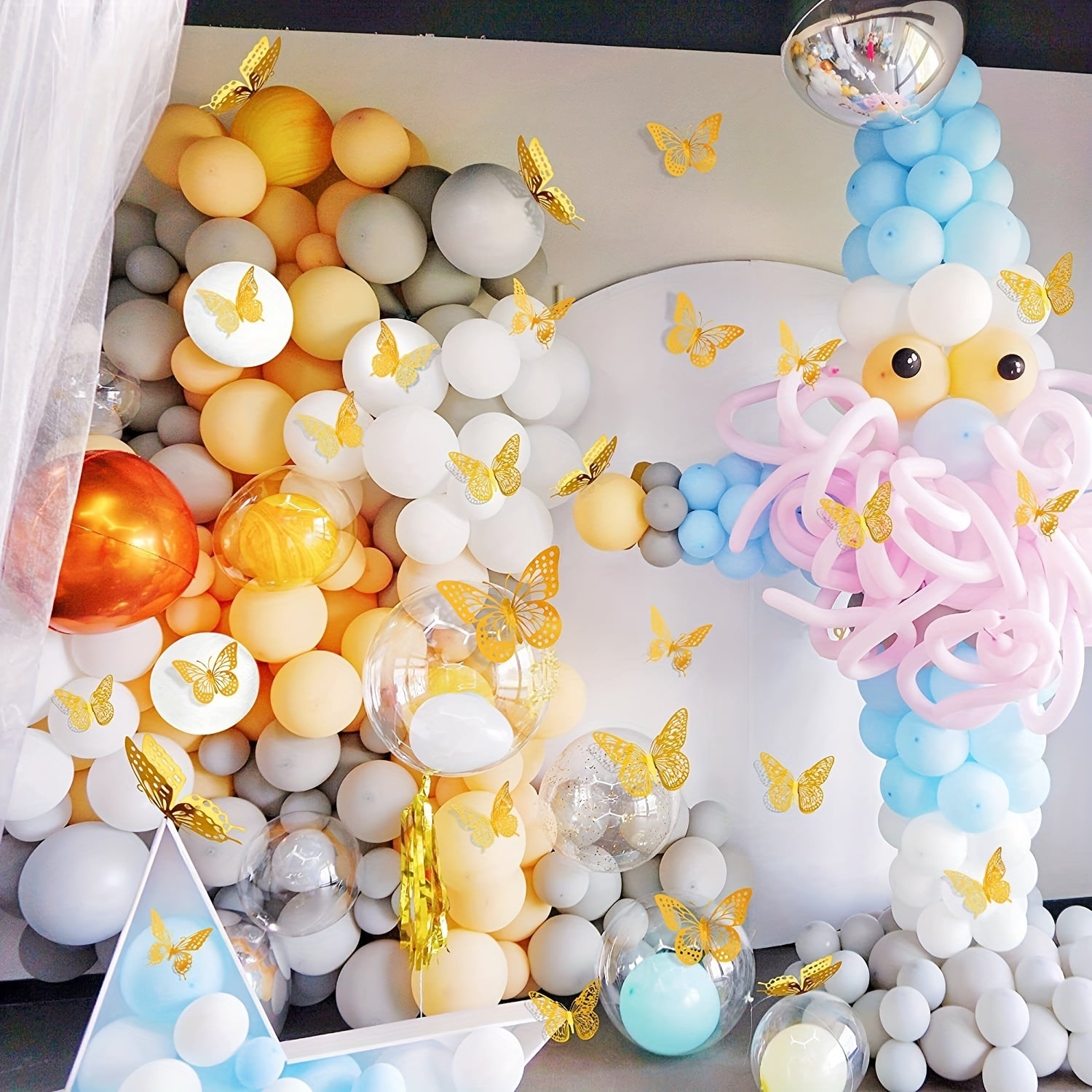 12pcs Gold 3D Butterfly Wall Decals Removable Adhesive for Parties Weddings Nurseries Classroom