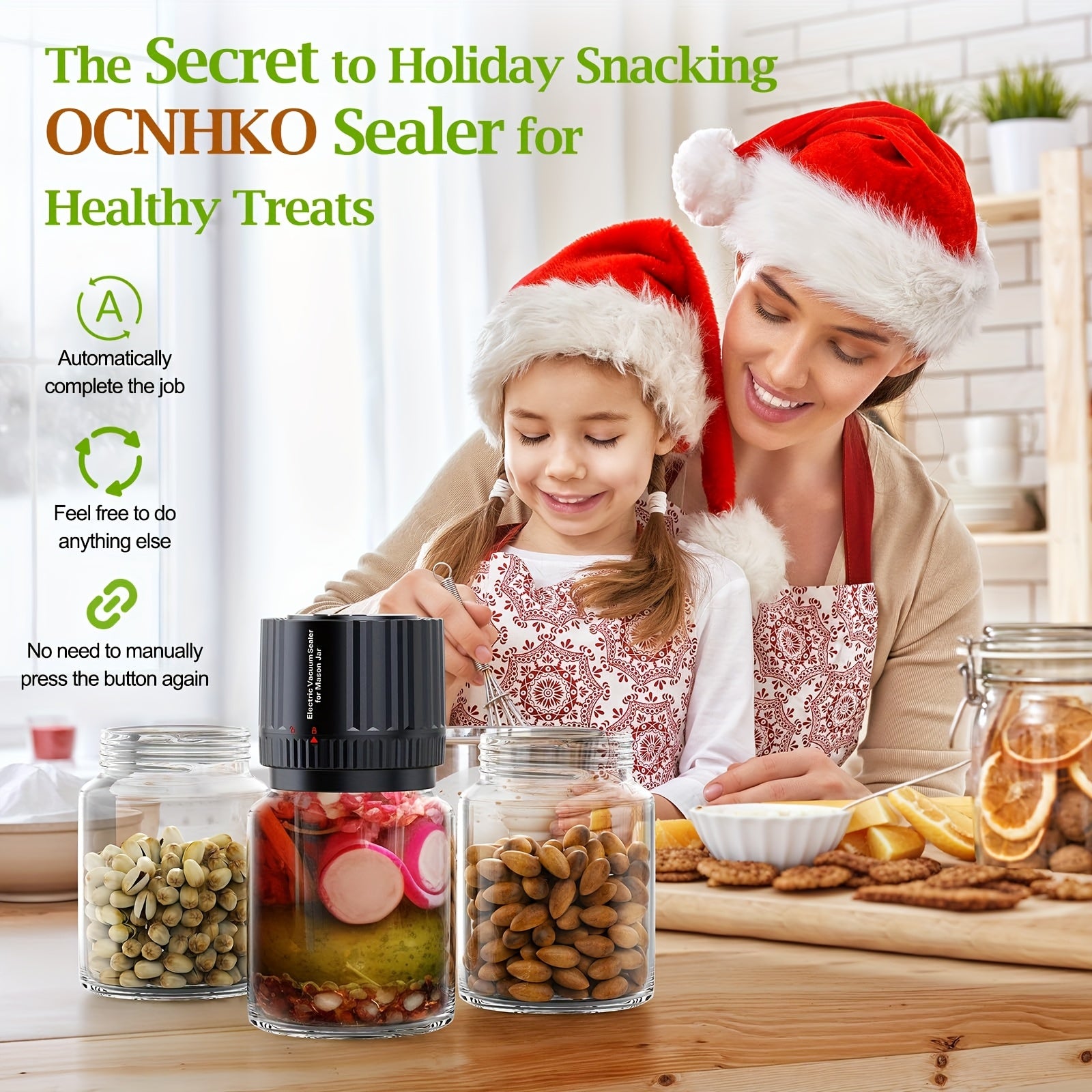 2025 yilda eng so'nggi elektrli Mason bankasi vakuum yopishtiruvchi to'plami kuchli yopishtirish va sirpanmaydigan dizaynga ega. 10 ta qo'shimcha qopqoq va 12 ta yorliq bilan, qulay vakuum uchun bitta bosish bilan ishlash imkoniyatiga ega.