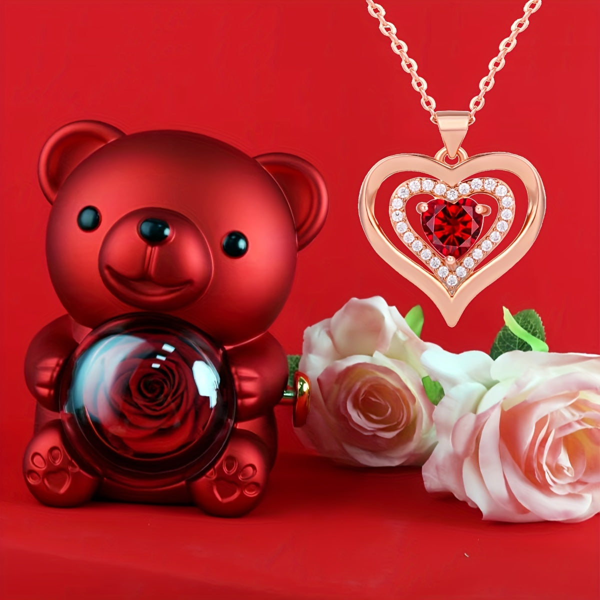 Abadiy sevgi sovg'asini bering, bizning Ikki Yurakli Olmos Pendanti bilan to'ldirilgan Rose Gift Box - Ona, Xotin, Qiz, Do'st uchun ideal zargarlik. Rojdestvo, Sevishganlar kuni, Yubileylar, Onalar kuni, Tug'ilgan kunlar, To'ylar va uchun mukammal.