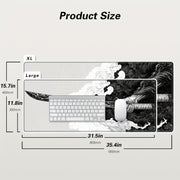 Large Japanese Samurai Sword Gaming Mouse Pad 80x30 cm Natural Rubber Desk Mat Durable Edges