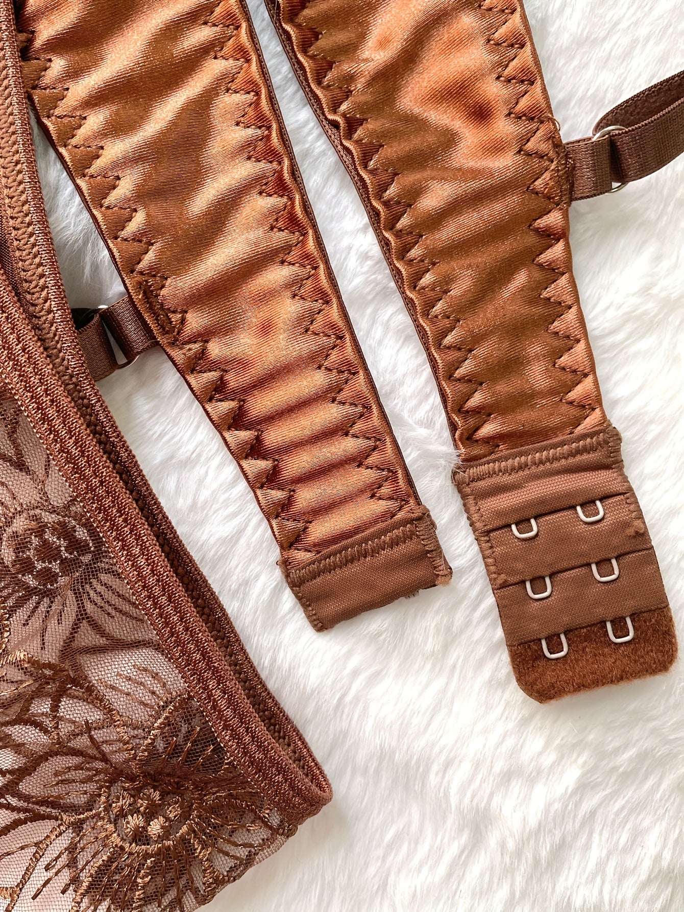 Lingerie Set with Embroidered Coffee Color and Luxurious Fabric