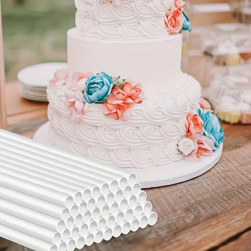 Paquete de 50 soportes de madera para pasteles, diámetro de 10mm, longitud de 300mm, para hornear y decorar