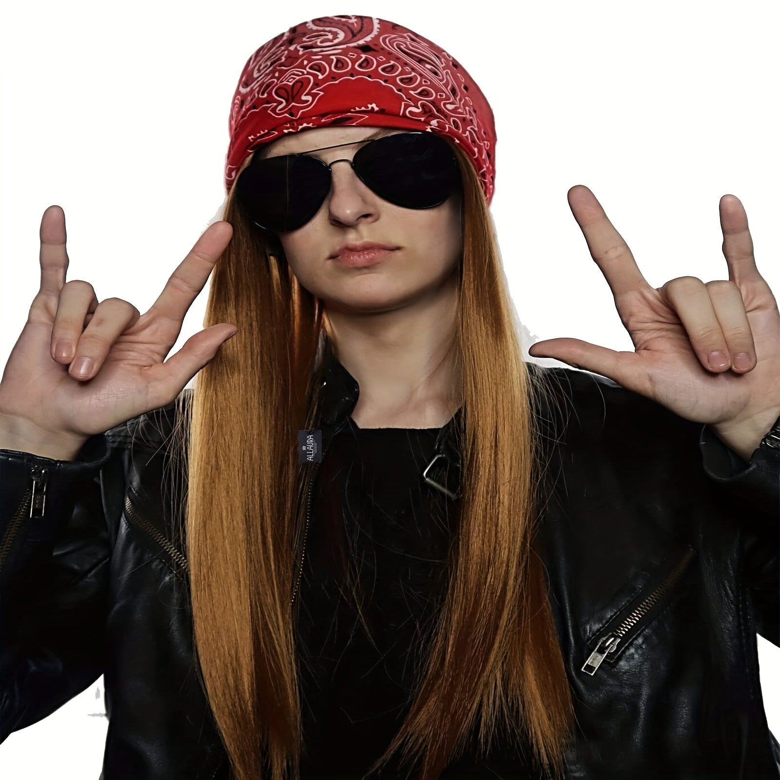 Retro Rocker Costume Set 7-Piece 70s/80s Heavy Metal Hippie Accessories