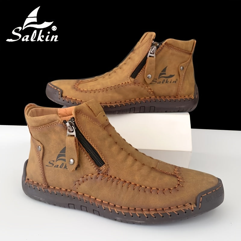 Women's Leather Short Boots Casual Outdoor Flat Booties