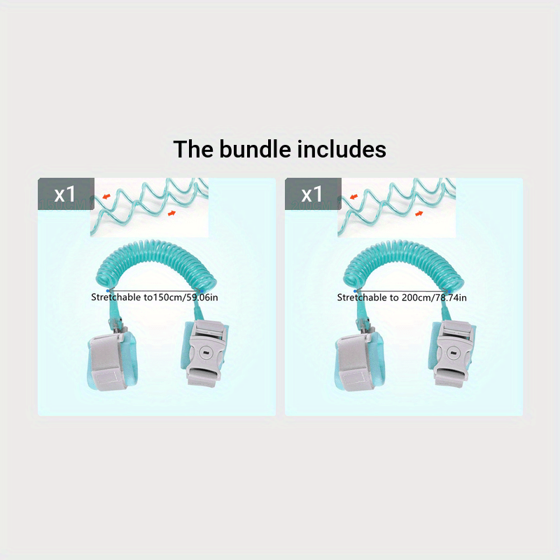 Kids Safety Wrist Strap Blue TPU Anti-Lost Walking Harness Adjustable Cord for Active Children