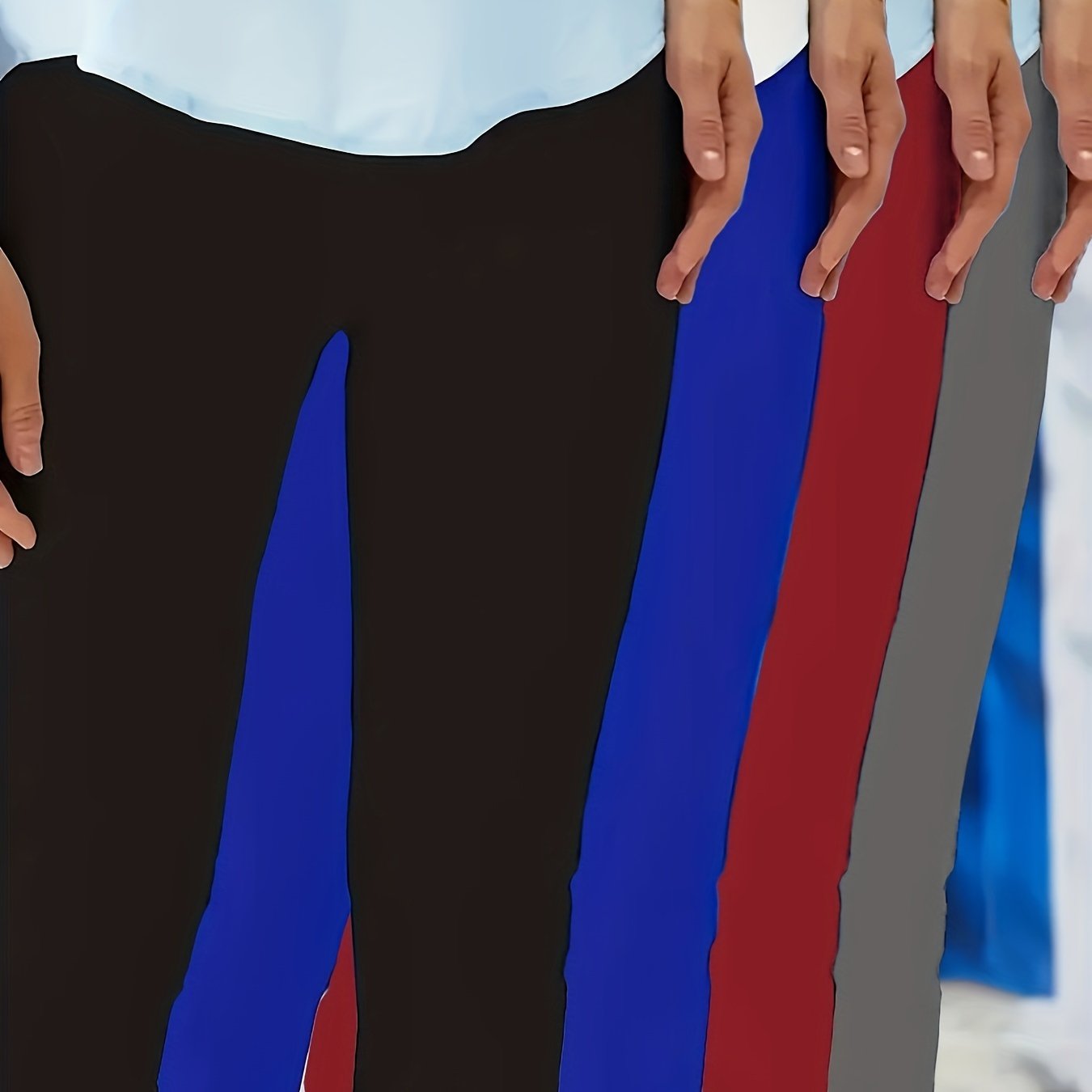 Plus Size Womens High-Waisted Capri Leggings Stretchy Solid Color Casual Bottoms