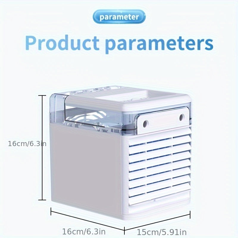 Dual Mist Cooling Fan with 360° Rotating Design and Colorful Lights for Home and Office