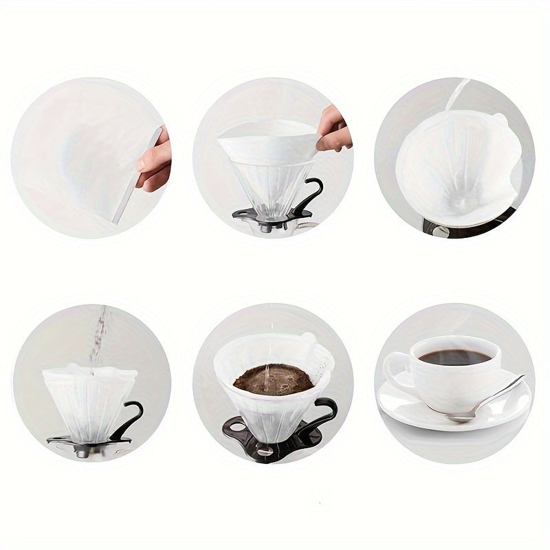 - 100 ta V60 konusli qahva filtrlar to'plami - Qo'l bilan tayyorlash uchun qulay, foydalanish uchun mo'ljallangan bir martalik tomizish qog'ozi, oshxona va restoranlar uchun ideal