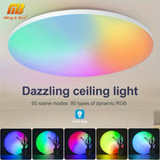 RGB Smart Ceiling Light with Adjustable Color Temperature Dimmable LED Indoor Lighting for Living Rooms and Bedrooms