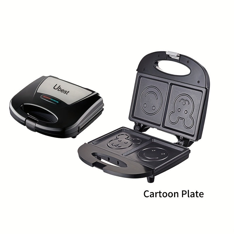 750W stainless steel multi-function maker with pilot light cold touch handle non-stick plate for toast waffles