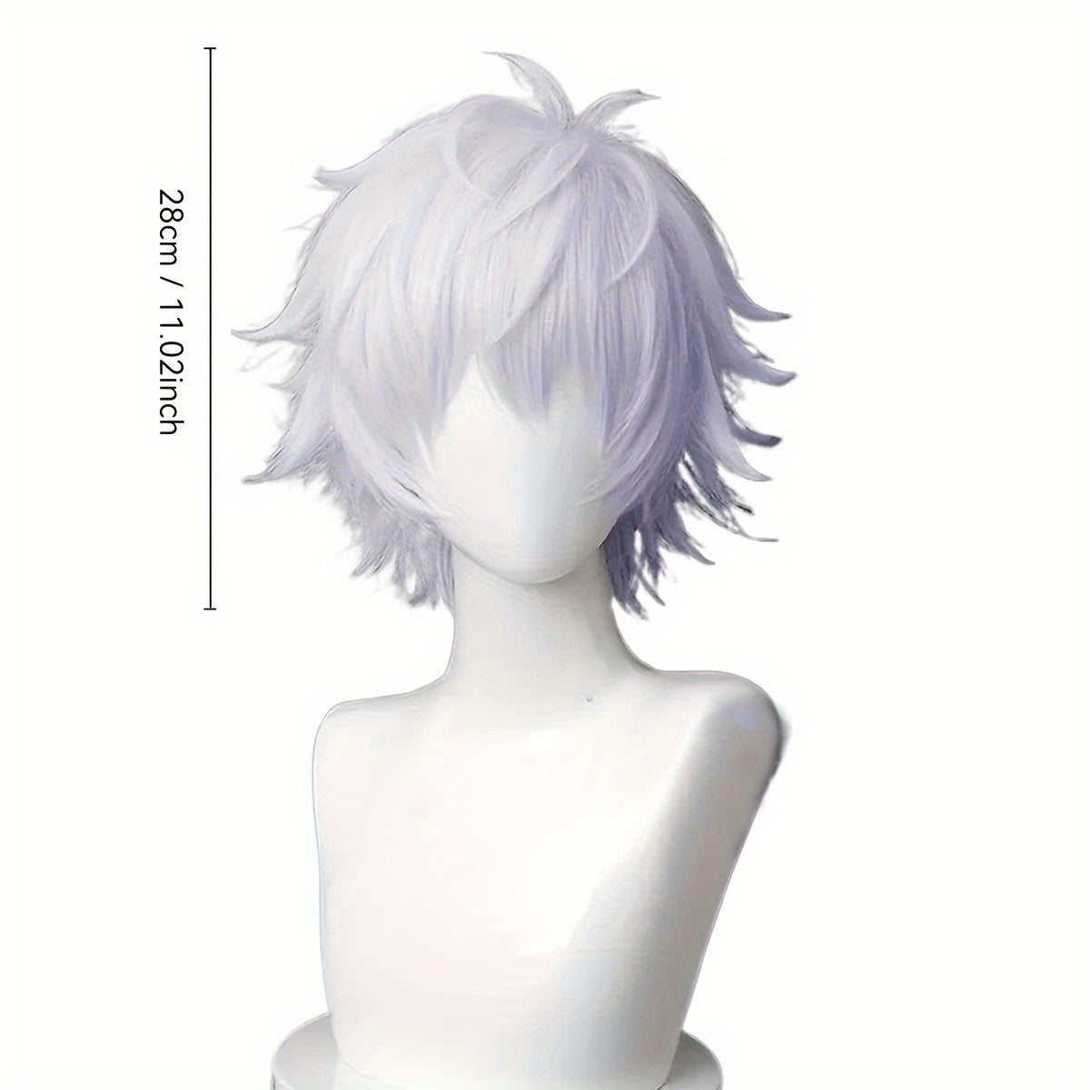 Silver Synthetic Hair Short Layered Wig for Men’s Anime Cosplay
