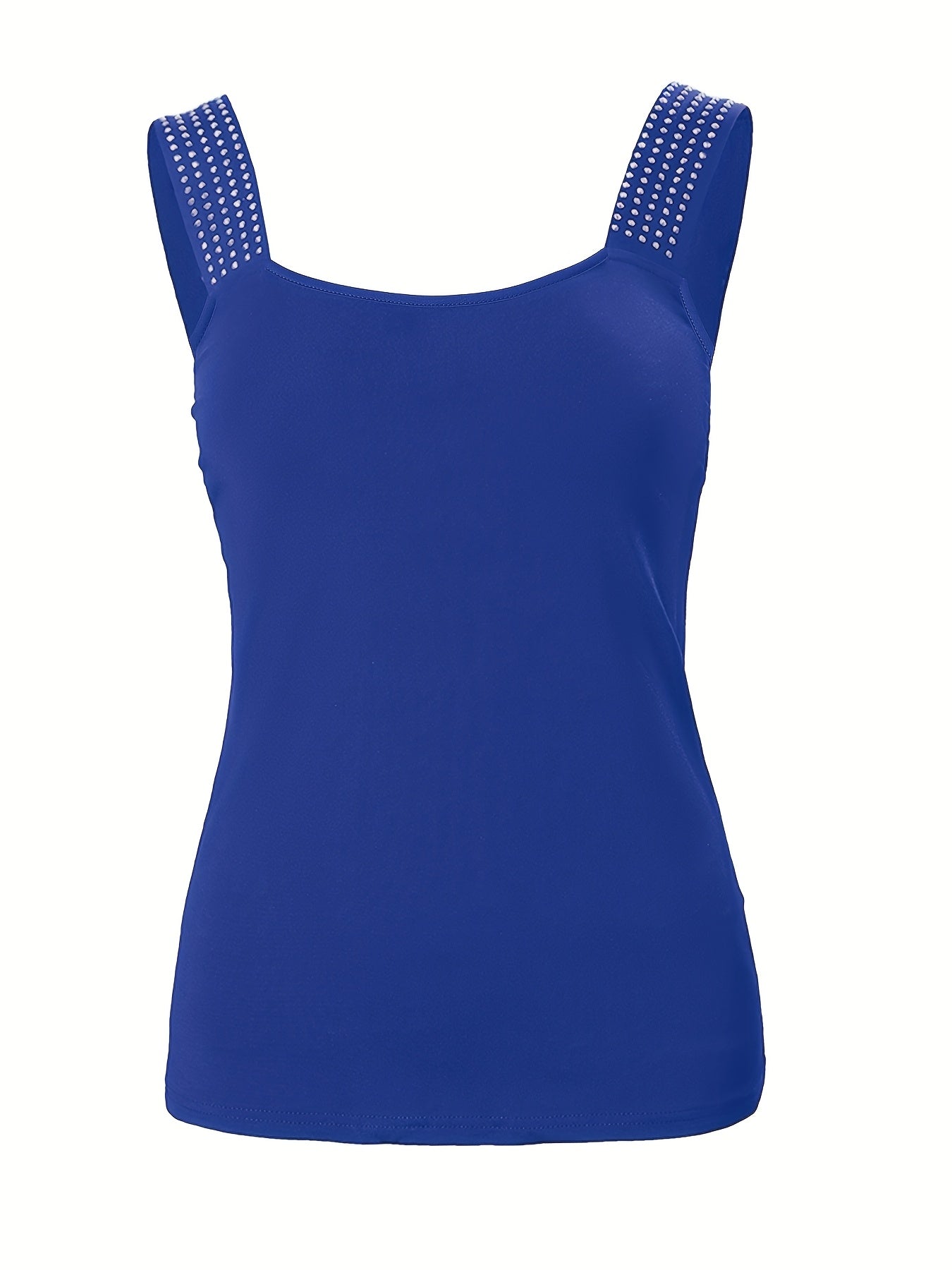 Женская майка с квадратным вырезом, украшенная розовыми стразами, большой размер