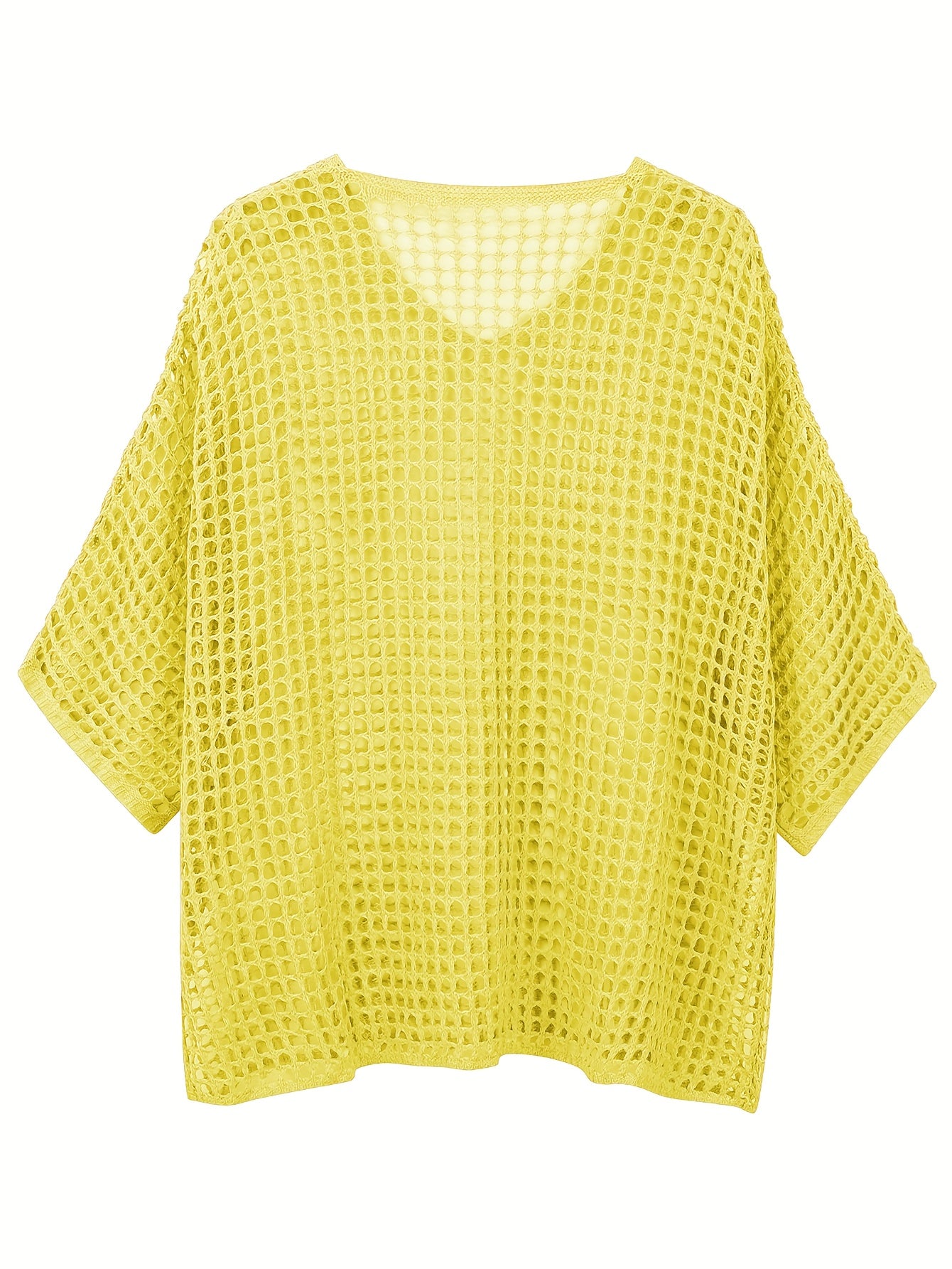 Women V-Neck Three-Quarter Sleeve Solid Color Casual Plus Size Top