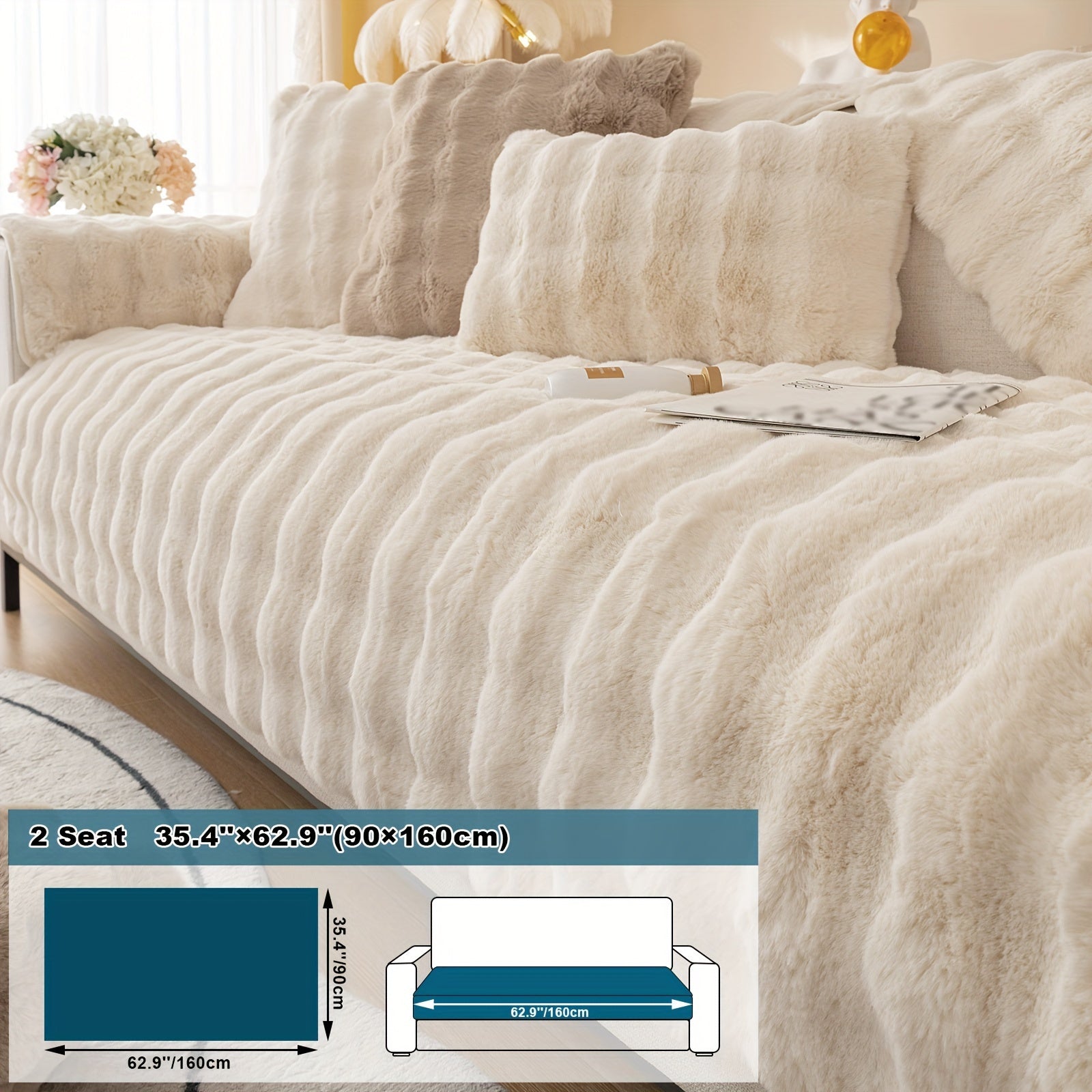 Имитация кролика плюшевая подушка-диван для домашних животных, дружелюбная к собакам с нескользящим чехлом для защиты мебели и декора в спальне, офисе или гостиной.