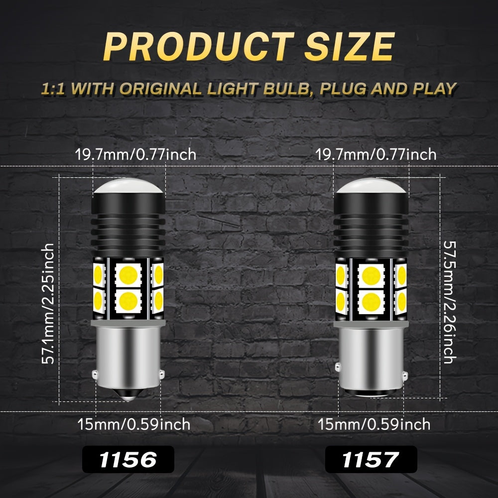 2 Pack White LED Brake Light Bulbs 1156 P21/5W Turn Signal Reverse