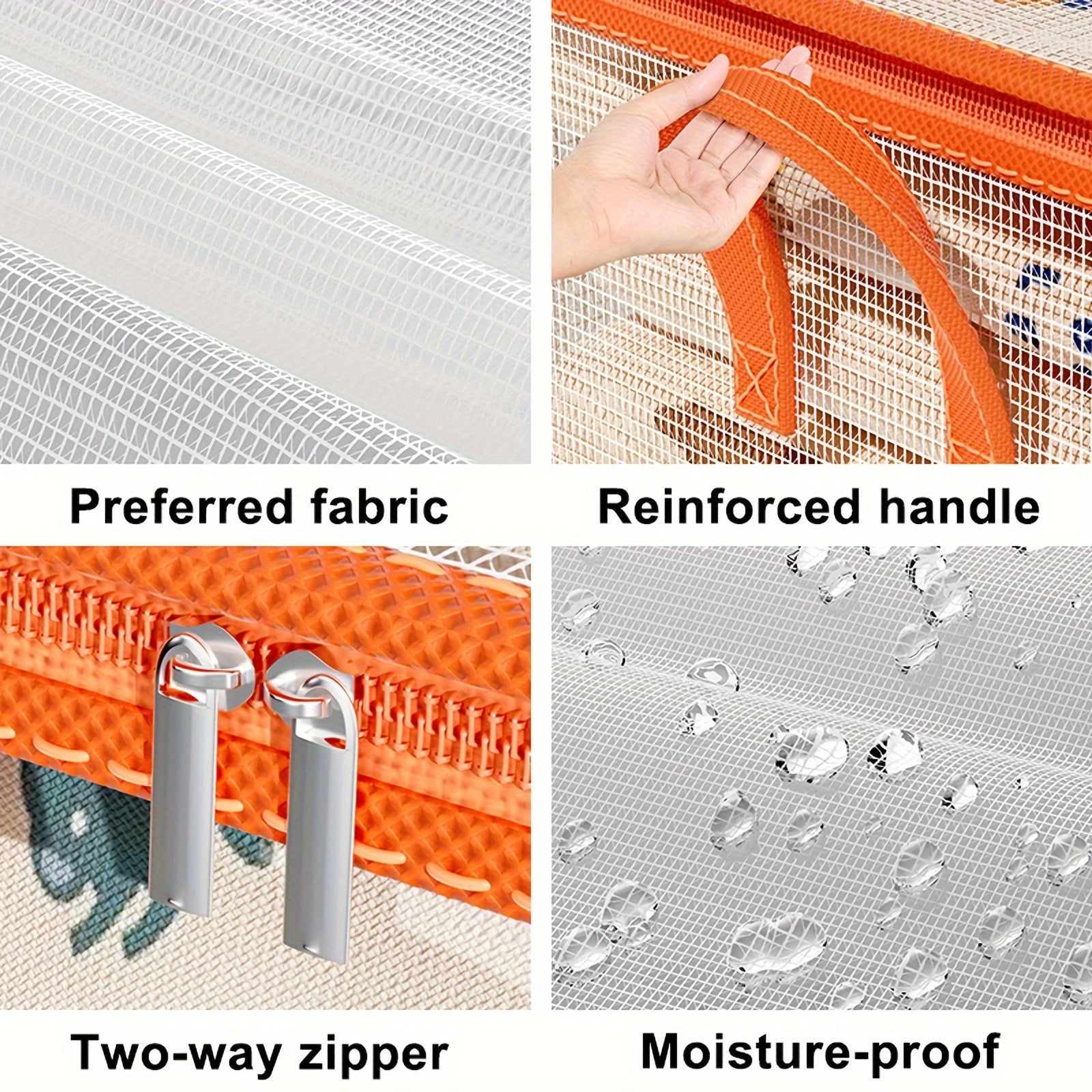 Large PVC Storage Bag with Handles and Zipper for Clothing Toys and Books