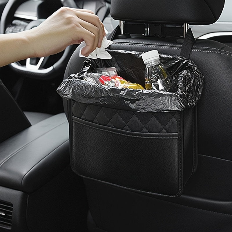 Organizador de asientos de coche, bolsa de almacenamiento de cuero PU para interior del vehículo, ordenado y duradero