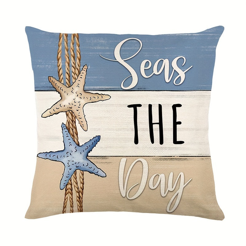 Yozgi starfish va shell throw pillow qoplamalari zamonaviy uslubda, 45.72x45.72 sm o'lchamda. Nautik okean plyaj ta'limi dekor uchun mukammal, uy, verandaga, hovli, divan, sofa va tashqi foydalanishga mos. Mustahkam polyesterdan tayyorlangan, pillow