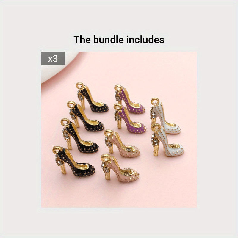 Pack of 10 Alloy Enamel High Heel Shoe Charms for Jewelry Making 18x14mm in 4 Colors