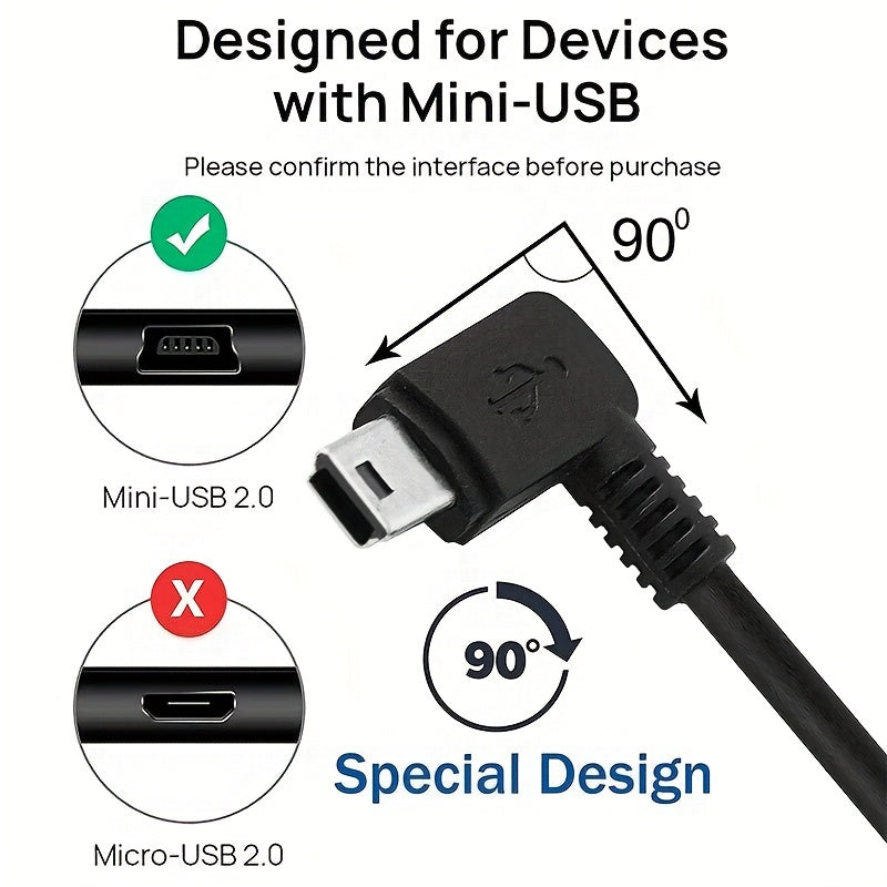 Mini USB Charging Cable 3.5m A-Male to Mini-B Car Power Adapter Cord