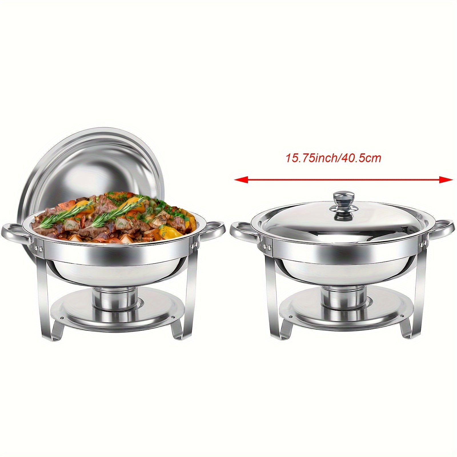 Set of Two Golden Stainless Steel Chafing Dishes with Lids for Catering and Events