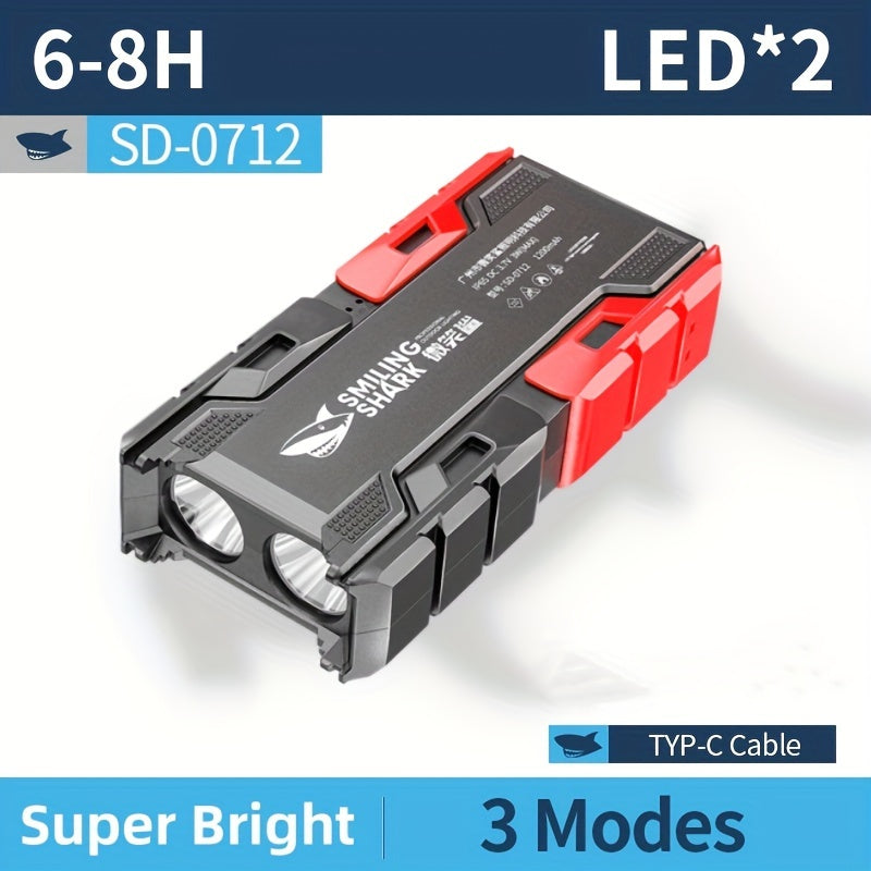 Rechargeable LED Flashlight with 2 Ultra Bright LEDs, 3 Modes, Built-in Power Bank for Camping, Hiking, Car Repair