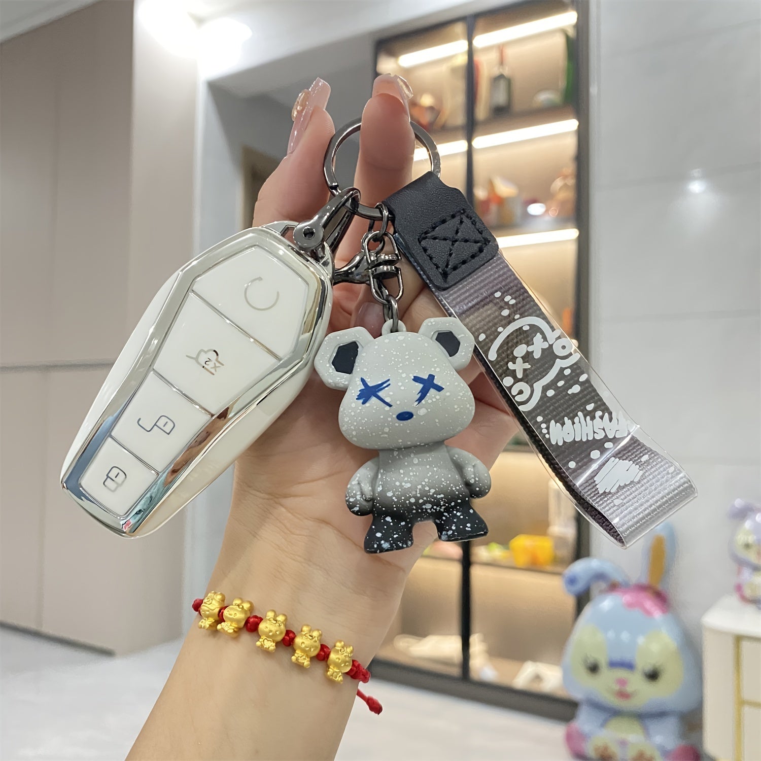 Golden White TPU Car Key Cover for Smart Key Fob Protective Case