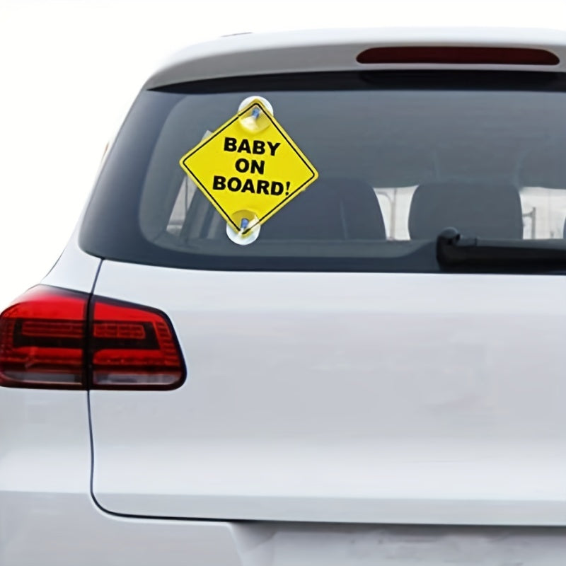 Baby On Board Sticker for Cars Durable Warning Sign with Suction Cups