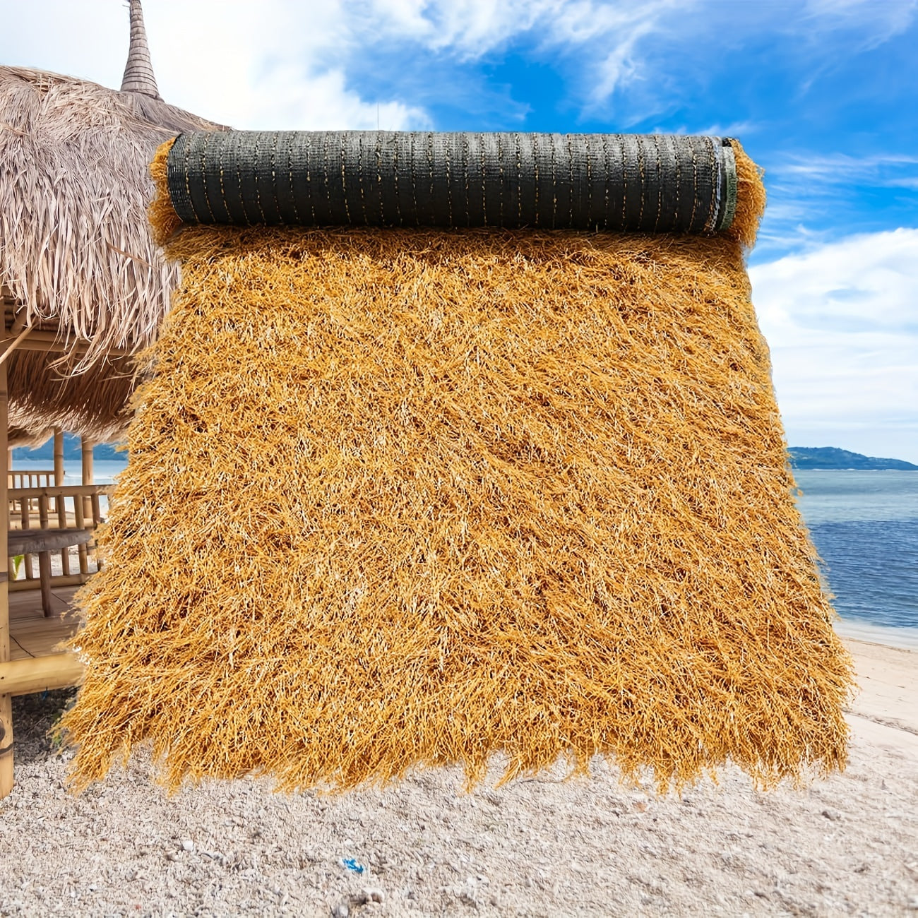 Synthetic Palm Thatch Roll 60mm Waterproof Fireproof for Mexican Tiki Bars and Beach Decor
