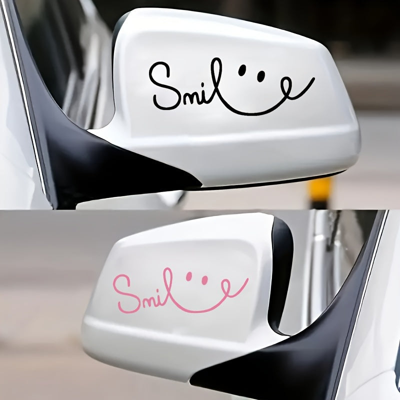 Pegatinas decorativas de vinilo con sonrisa para paredes y vehículos, a prueba de agua, removibles, arte
