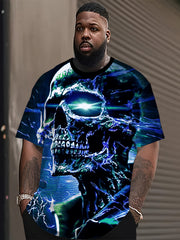Men's 3D Crystal Skull Print T-Shirt Crew Neck Short Sleeve Plus Size Polyester Spandex Casual Sports