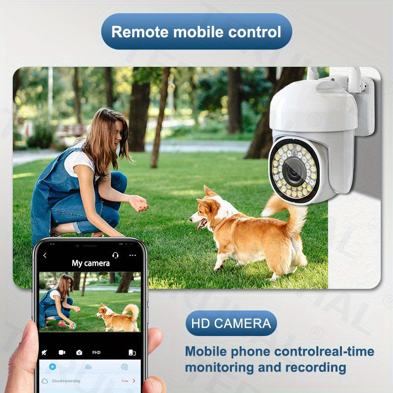1080p HD Outdoor WiFi Security Camera with Panoramic View Waterproof Motion Detection and Two-Way Audio