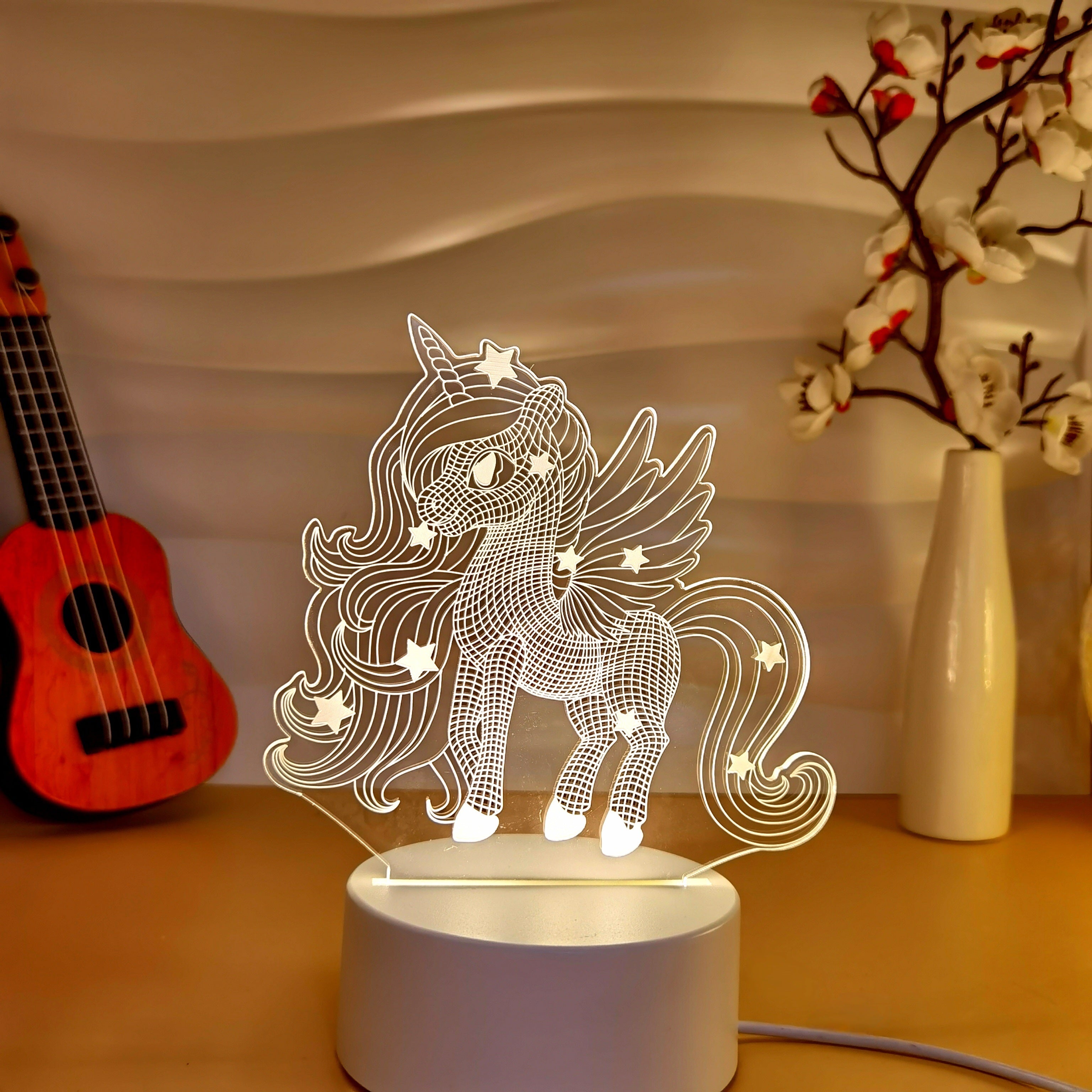 Unicorn Night Light with Celestial Shine 3D Illusion Touch Control USB Powered