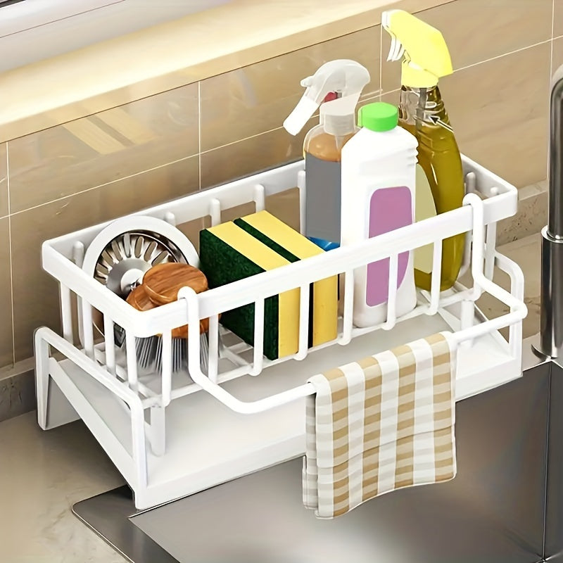 Sink Organizer for Kitchen Sink Caddy with Drainage Slots and Compartments
