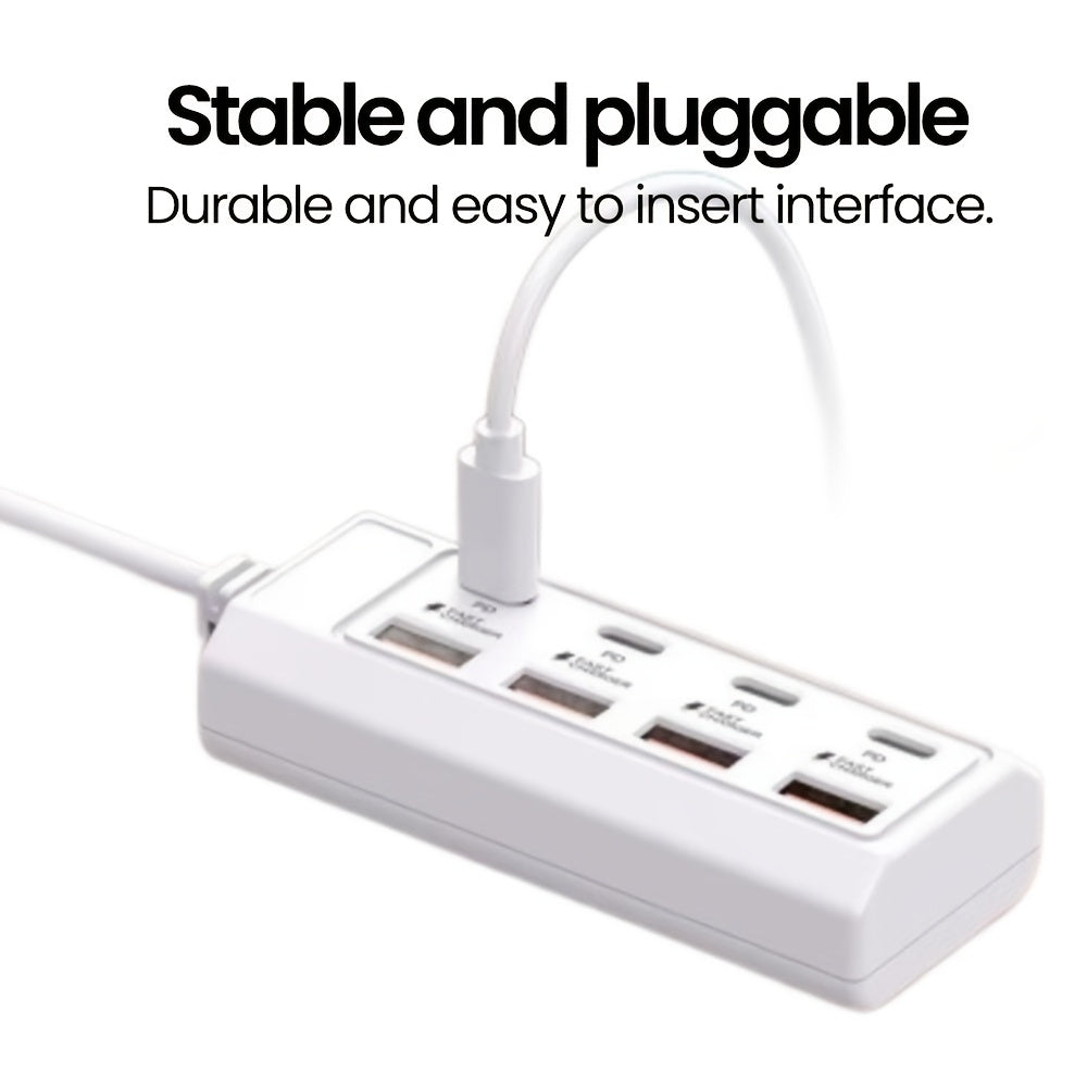 8-Port USB Hub with 4 USB and 4 Power Delivery Ports 25W Fast Charging for Laptops Tablets and Smartphones